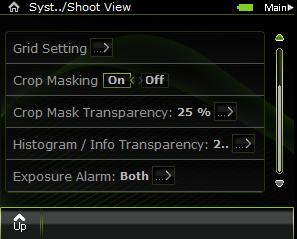 Adjusting the Transparency of the Histogram and Info Bar Setup Tap Shoot