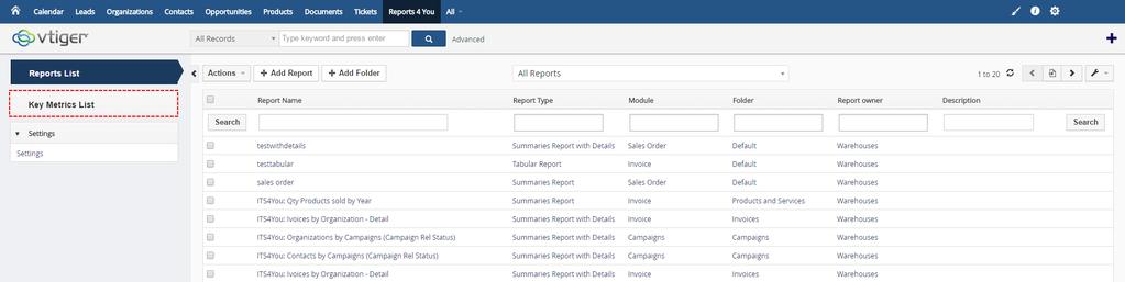 4.3 Key Metrics New functionality of Reports 4 You is Key Metrics. Key Metrics allows you create Views on Dashboard with information like Count of records based on Filter.