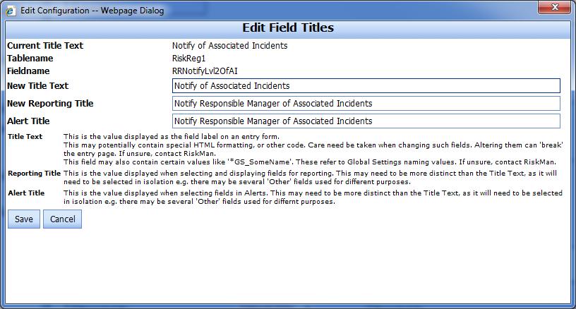 Enter the label in the New Title Text field (this is the field n the respective Register frm) 3.