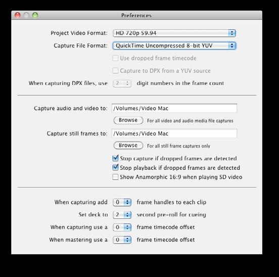 21 Welcome Blackmagic Media Express Preferences Media Express preferences are accessed from Media Express>Preferences on Mac OS X.
