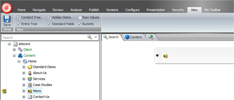6.2.10 Showing and Hiding Bucketable Items By default, every content item that is based on a bucketable template is hidden in the content tree.