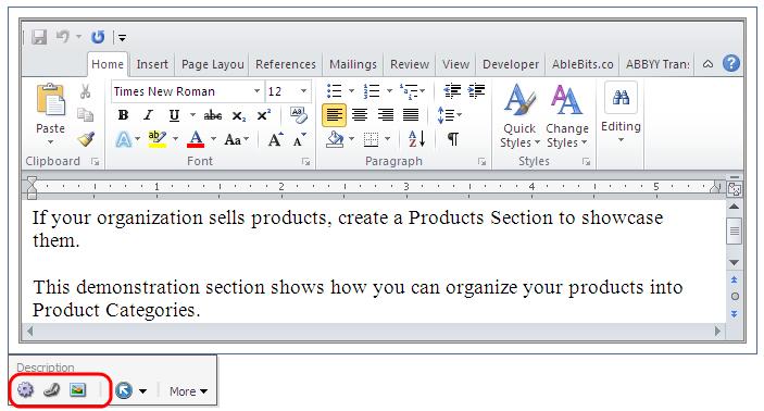 Depending on how your website has been configured, you can also edit Word fields directly on the page.