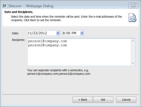 Next. The Date and Recipients dialog box opens. 4.