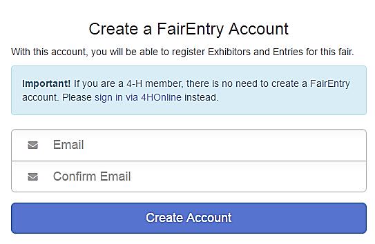 Non-Cass County 4-H members login: Click Not in 4-H and need to create a FairEntry account.
