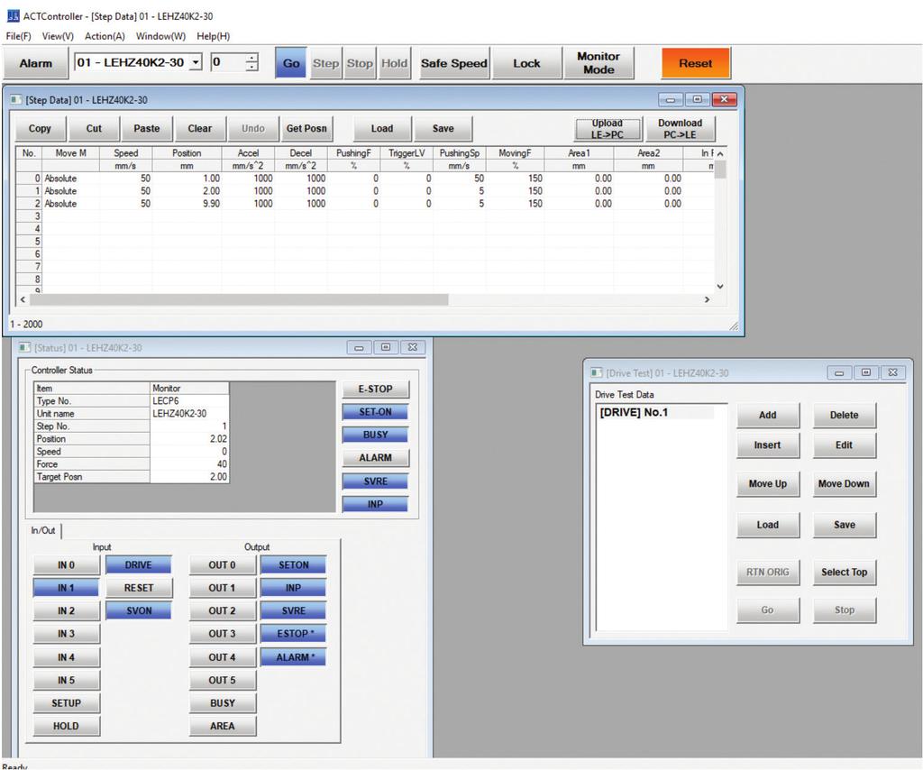 Inputs and outputs can be monitored anytime on the PC as the program is runing, as demonstrated in