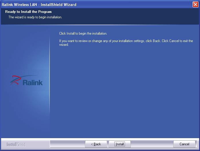 6. Now you ll see the following message, please click Install to start utility installation.