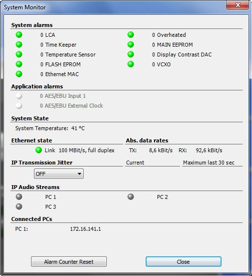 The System Monitor shows you various possible system and application alarms To open the system Monitor, double-click on the PC Online symbol in the