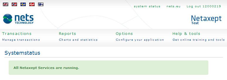 6 System status On this page, you can see service issues and incidents affecting the availability and the performance of Netaxept services and