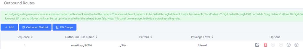 Configure Pattern: Users need to configure Pattern to recognize the dialing numbers for UCM, and the initial pattern should be _.