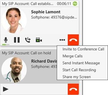 Enter a name or a number, use the redial drop-down, or drag a contact into the enter name or number field at the bottom of the call panel. Click Add. The Softphone adds the new participant.