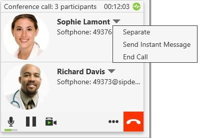 If the conference call consists of you and more than two other participants, a one-on-one calls is created and the conference call remains. Click the down arrow beside the participant s name.