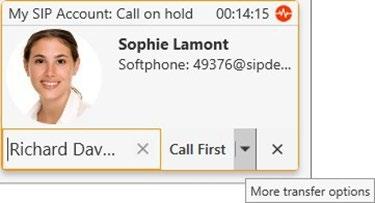 Attended transfer (warm) Click the transfer this call icon at the bottom of the call panel.