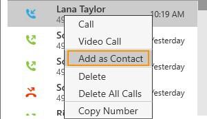 select a call o Then right-click and select