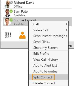 Right-click on a contact and select Edit Profile.