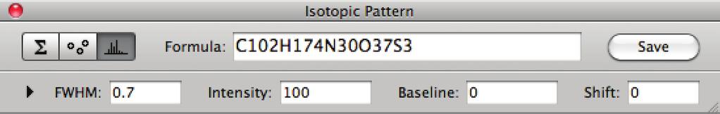Collapsed version of Isotopic Pattern panel. To collapse pattern panel: Press the small triangle on the left side of the panel toolbar.