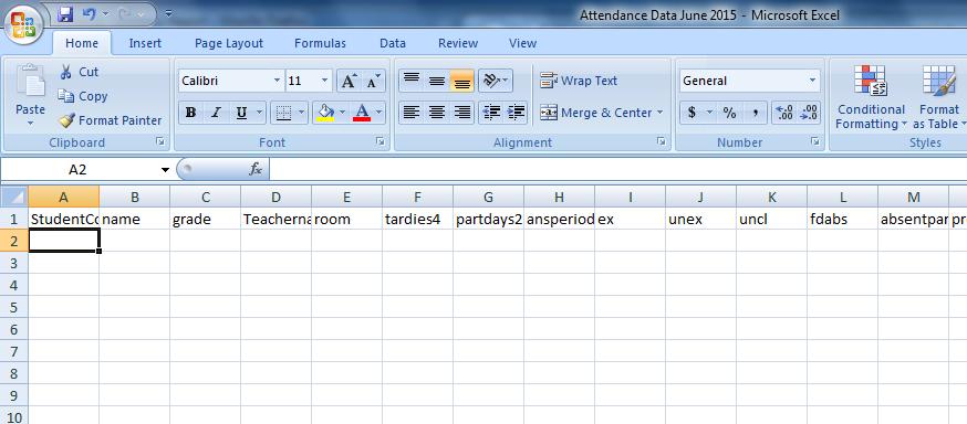 6. Copy and paste the column titles (row 1) on to the new sheets. These are the titles that will be used when inserting the data into your document. (see picture below) 7.