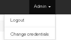 3. ADMIN 8 Admin - opens up the drop-down list, which allows you to logout or change admin credentials, like the username and password.