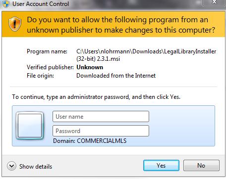 Installing Legal Library You may need to log back into your Microsoft Account to allow the