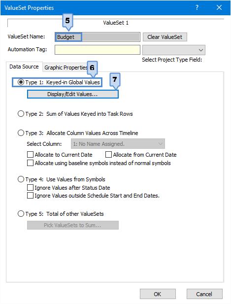 The Create or Edit ValueSets dialog box displays. 3. For the Set Alignment for ValueSets option choose Monthly as the time period to align the values. 4.