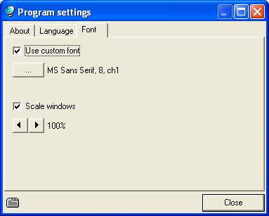 Figure 6. The Font tab page Pressing the Settings button in the accessory buttons group of the application main window opens the Settings dialog (Figure34).