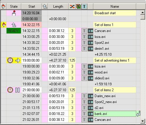 Figure 16. Schedule with comments 2. Schedule states of editing and playback The two schedule tables can be switched to the state of either playback or editing.