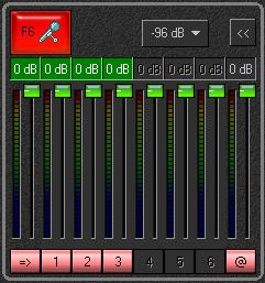 1.2. Audio mixer top indicator displays information on the video being broadcast, default pictures, images from the disk and animated files.