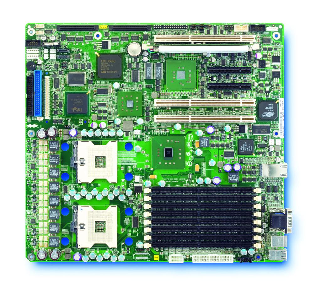 10 10 9 11 12 10 6 8 7 2 2 1 9 5 2 1 4 1 Intel Server Board SE7520AF2 1. Support for two Intel Xeon processors with an 800MHz system bus 2. Intel E7520 chipset.