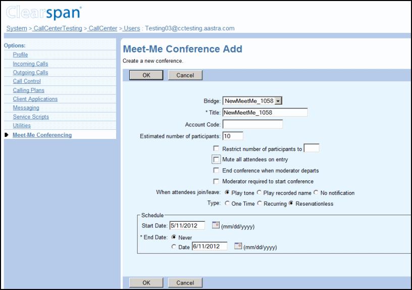 User Meet-Me Conferencing Menu Page LIST AND DELETE CONFERENCES Note that you can only delete conferences that you created.