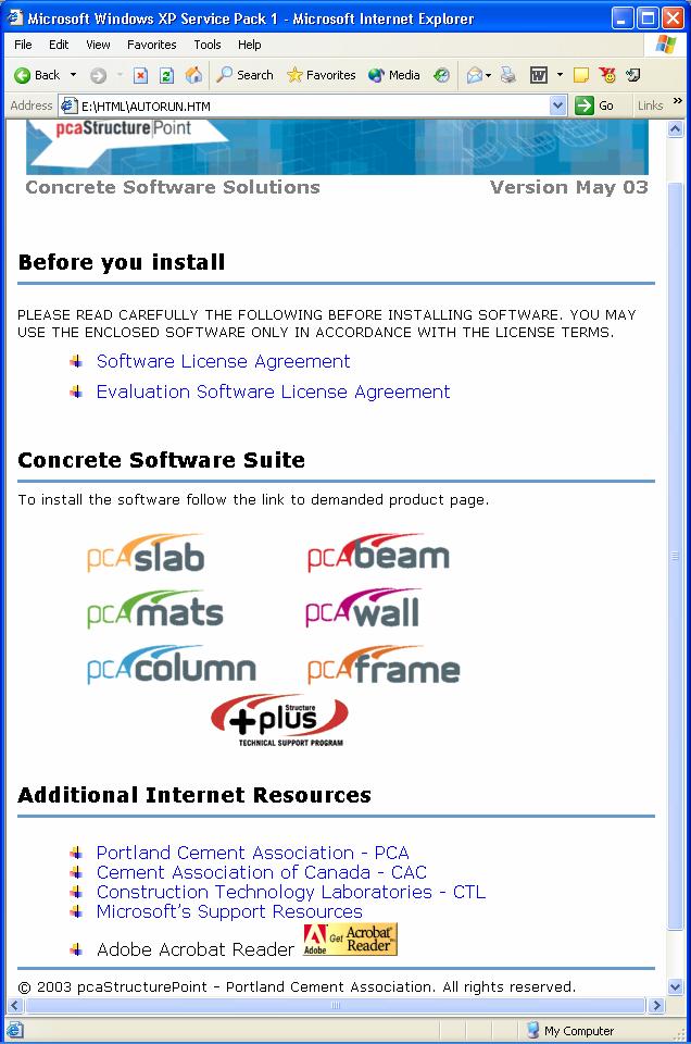 Figure 1 Start Page 3. If you are going to evaluate PCA software, please click the Evaluation Software License Agreement link and read through the agreement carefully.