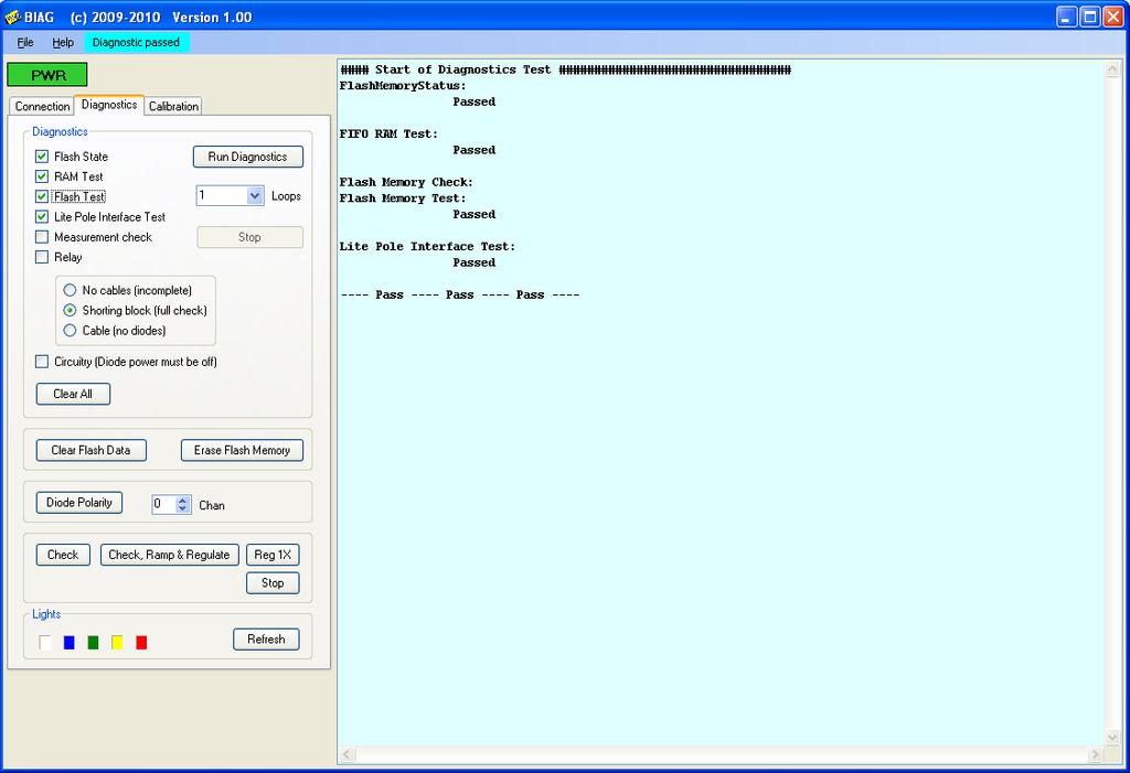 Software Component - BIAG If a diagnostic has passed a test, the following screen will be