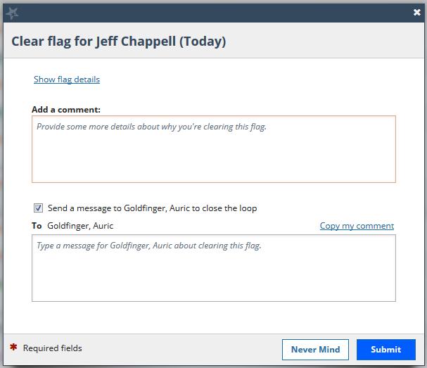 comment made when closing the item is appropriate to send to the flag raiser, you can click the "copy my comment" link to copy it into the bottom box and include that message in the close loop email.