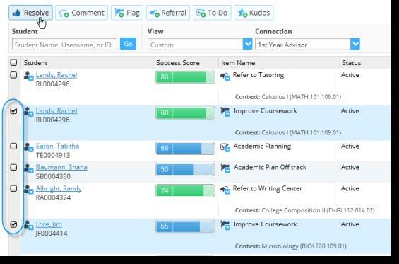 Resolve Multiple Tracking Items Simultaneously Raise, Resolve or Clear Tracking Items 1. Navigate to Students > Tracking. 2.