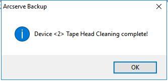 Cleaning starts according to the total usage time of the tape head. Upon completion of the cleaning, a pop-up is displayed.