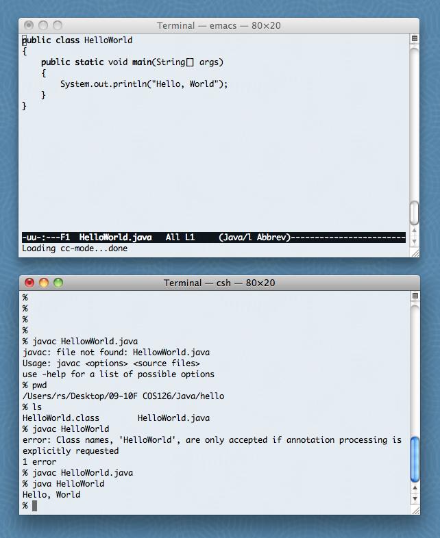 Program Development in Java (using command line) 1. Edit your program. 2. Compile it to create an executable file. 3.