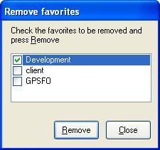 Check the favorites that you want to remove and click the Remove button to take them out of the favorites drop-down list.