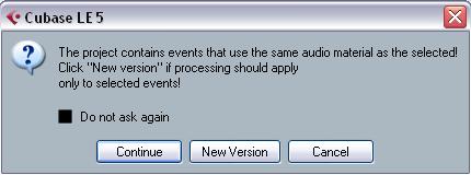 If there is only one edit version of the clip (no other clips refer to the same audio file), the following dialog will appear: If you select Replace, all edits will be applied to the original audio