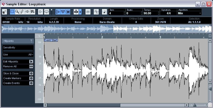 Background The Sample Editor allows you to view and manipulate audio by cutting and pasting, removing or drawing audio data or processing audio (see Audio processing and functions on page 112).