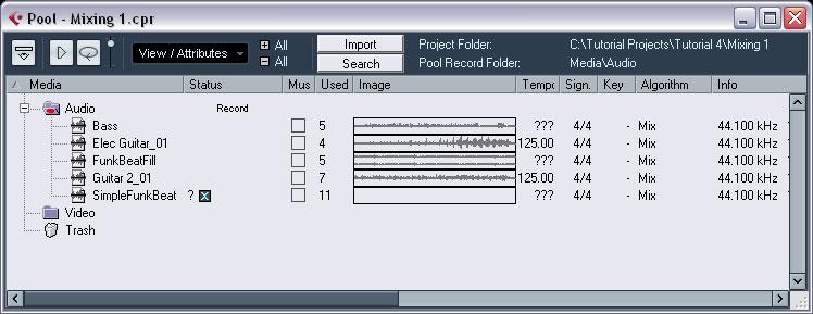 Background Every time you record on an audio track, a file is created on your hard disk. A reference to this file a clip is also added to the Pool.