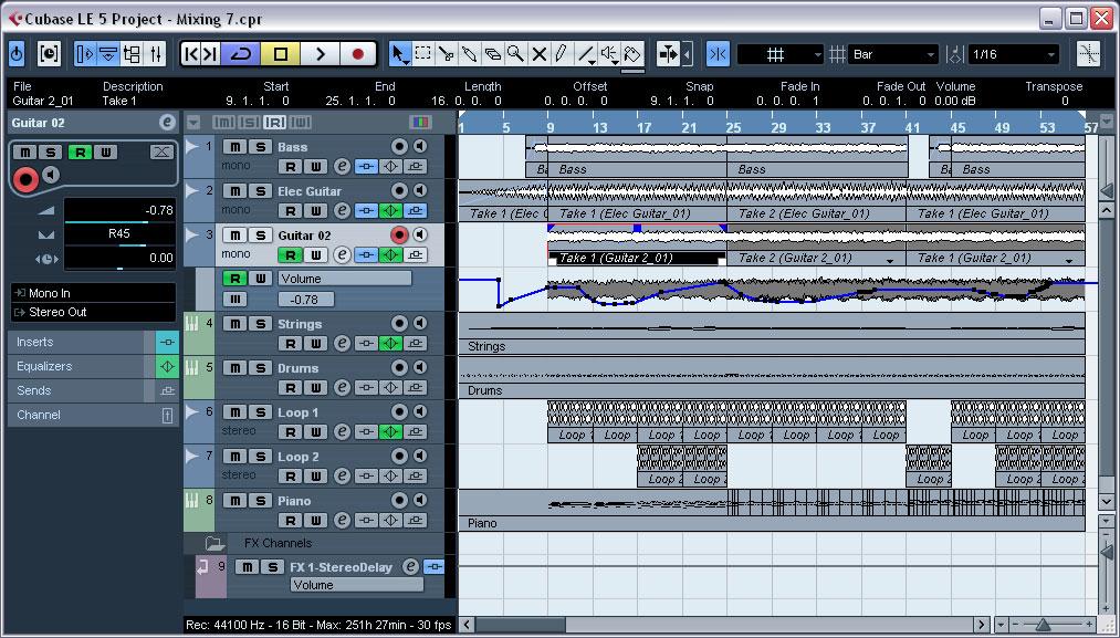 Window Overview Toolbar Info line Ruler USO RESTRITO Inspector The Track list with various track types The Track list The Track list displays all the tracks used in a project.