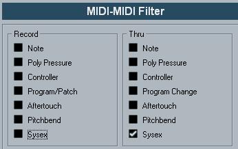 1. Open the Preferences dialog from the File menu (on the Mac, this is located on the Cubase LE menu) and select the MIDI MIDI Filter page.