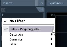 Routing an audio channel or bus through insert effects Insert effect settings are available in the Channel Settings window and the Inspector.