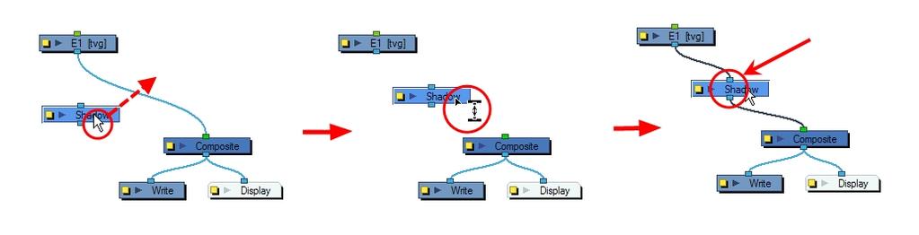 Connect the cable to the output port or input port of another node. 4.