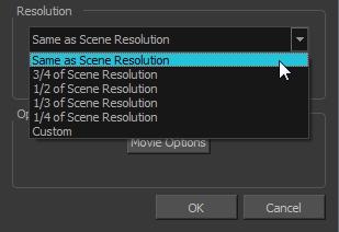 Chapter 20: How to Export a Movie Custom: Enables the Width and Height fields so you can enter a specific size. 4. In the Options section, click Movie Options.