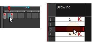In the Xsheet or Timeline view, identify the drawing as a key drawing. 15.