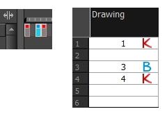 If necessary, in the Xsheet or Timeline view, identify the new drawing as a key, breakdown or in-between drawing using the Mark Drawing toolbar. 19.