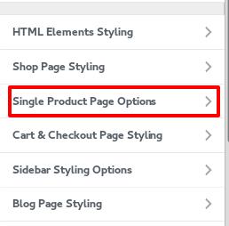 Product Page Options.