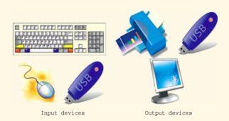 Secondary Storage Input/Output Devices Secondary storage: device that stores information permanently Examples of secondary storage: Hard disks Flash drives Floppy disks Zip disks CD-ROMs Tapes Input