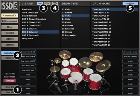 Construct Kit On the left panel select the Construct Kit button. This section contains a browser on top and virtual drums graphic below (Pic 3).
