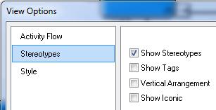 Activities and Activity Diagrams - Ports, Interfaces and Item Flows Nothing appears to happen. Hiding or showing of applied stereotypes is often determined by View Option settings. 32.