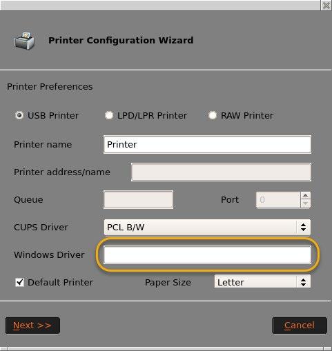Printer Configuration Wizard Click on the Add Printer icon and you will be given the following screen.